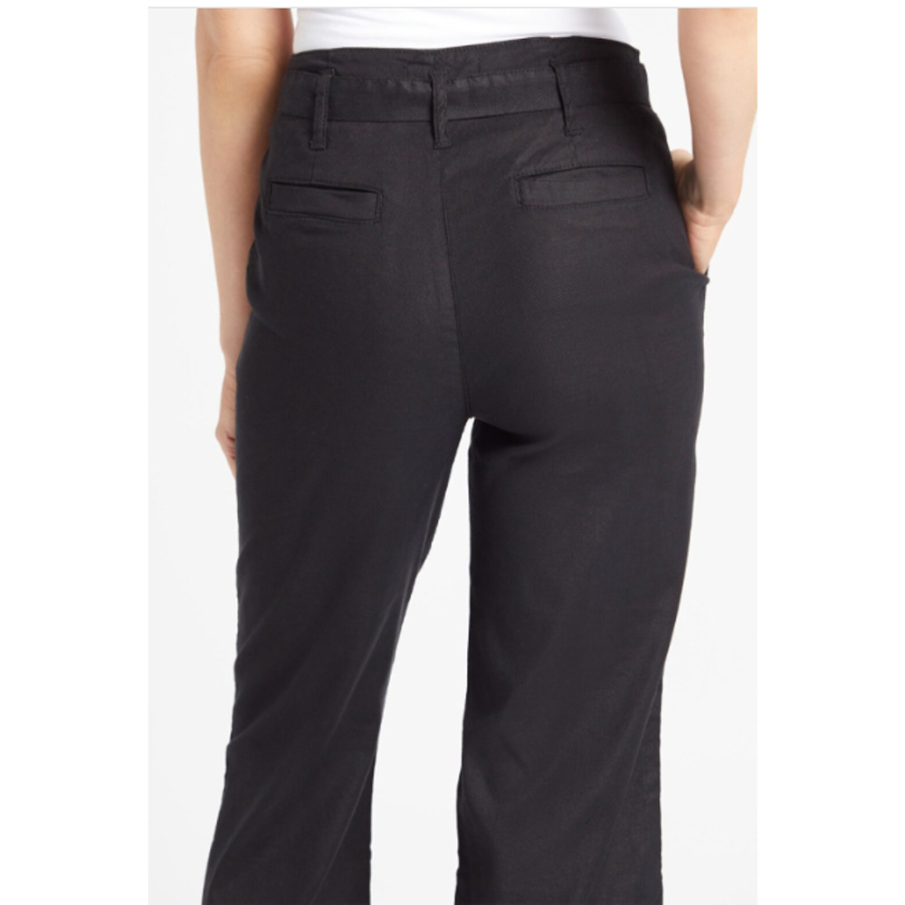 LEVEL99 NWT Bette Seamed Tie Waist Linen Straight Leg Trouser in Black // 00 - Picture 13 of 14